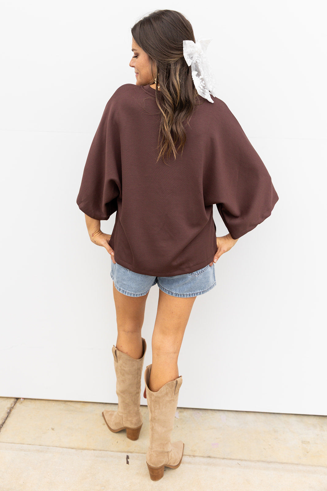 Chilly Morning Relax fit Top- Brown