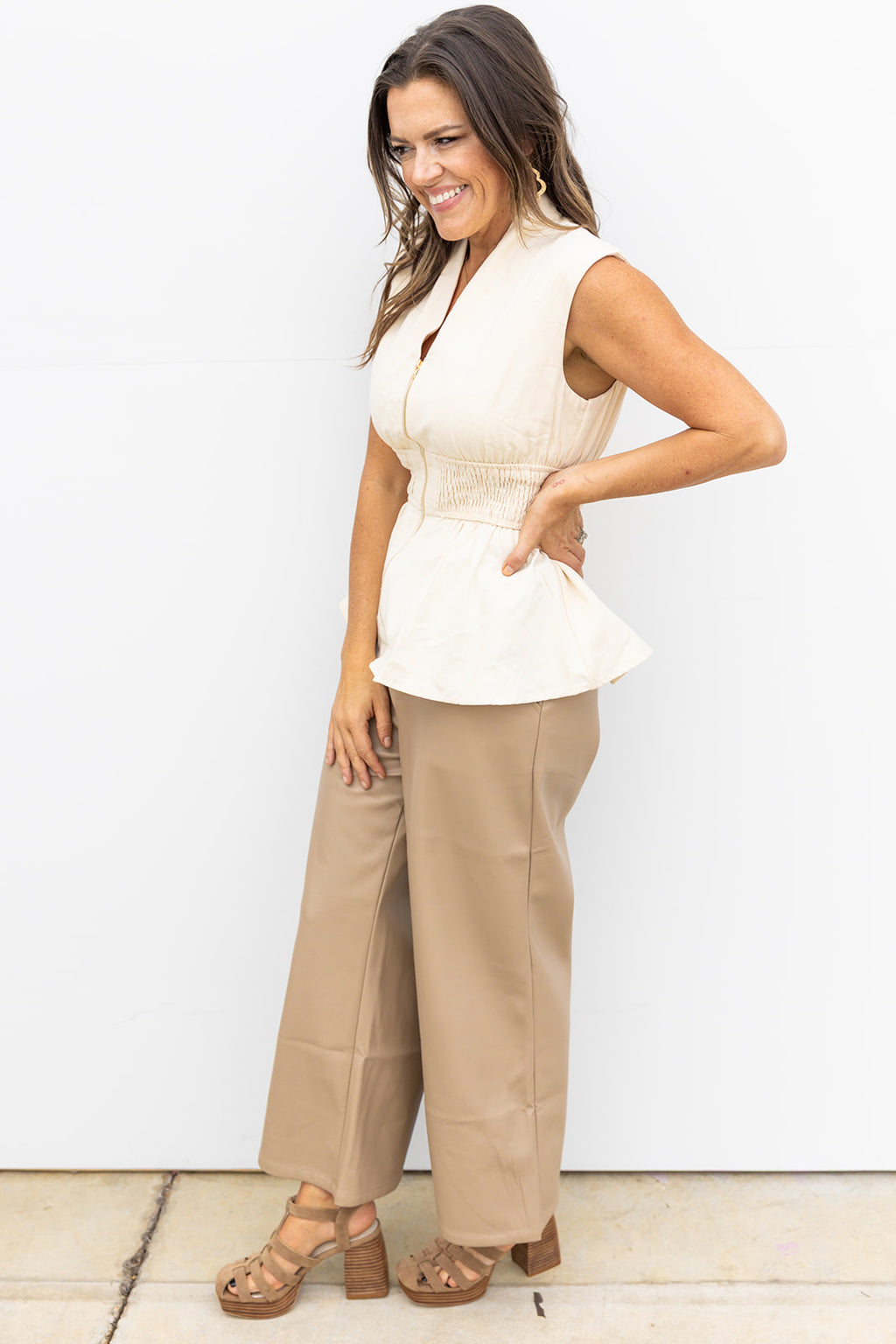 Ideal Date Smocked Top- Ecru