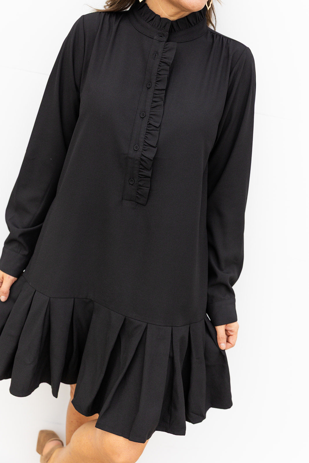 Pleated Hem Dress - Black