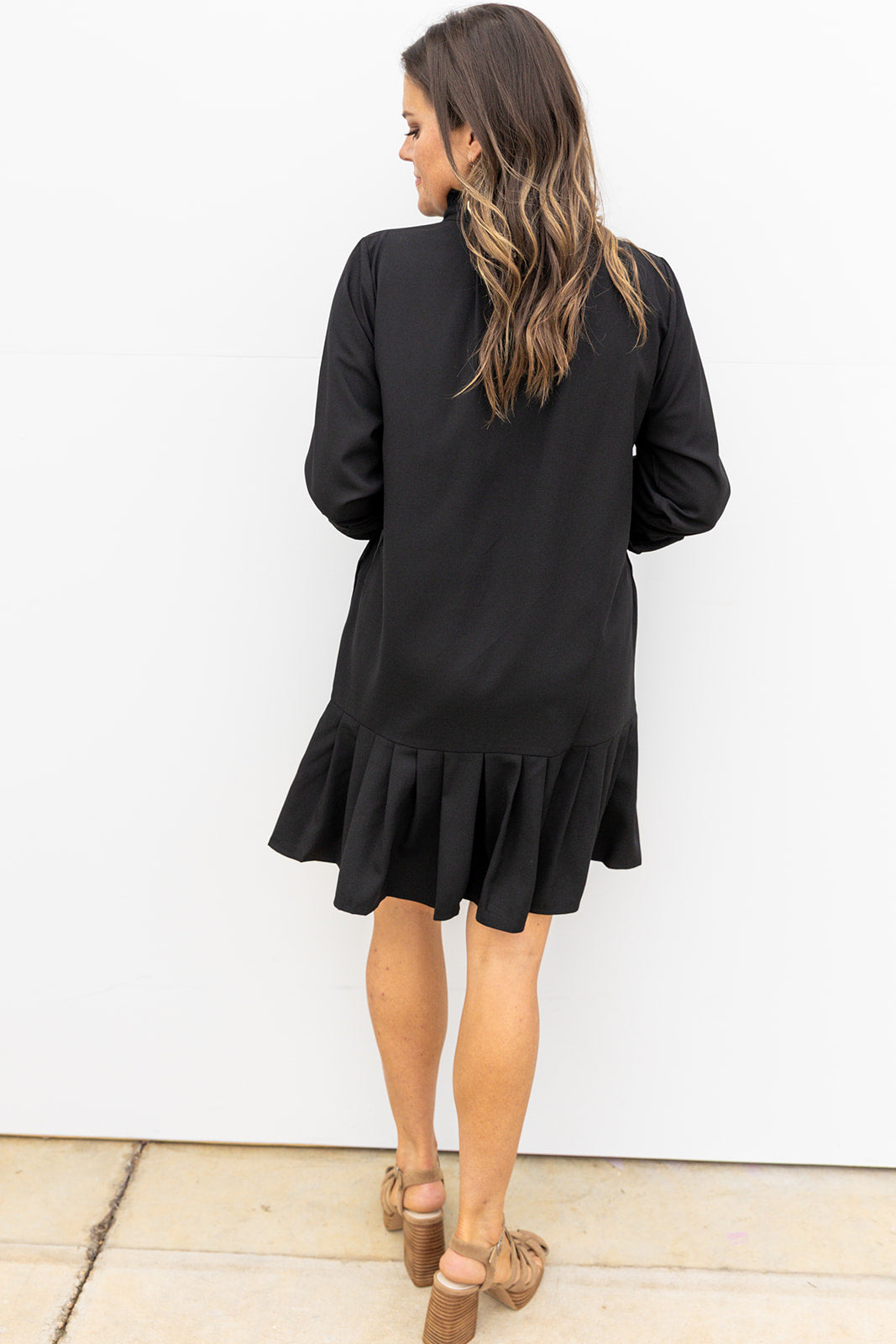 Pleated Hem Dress - Black