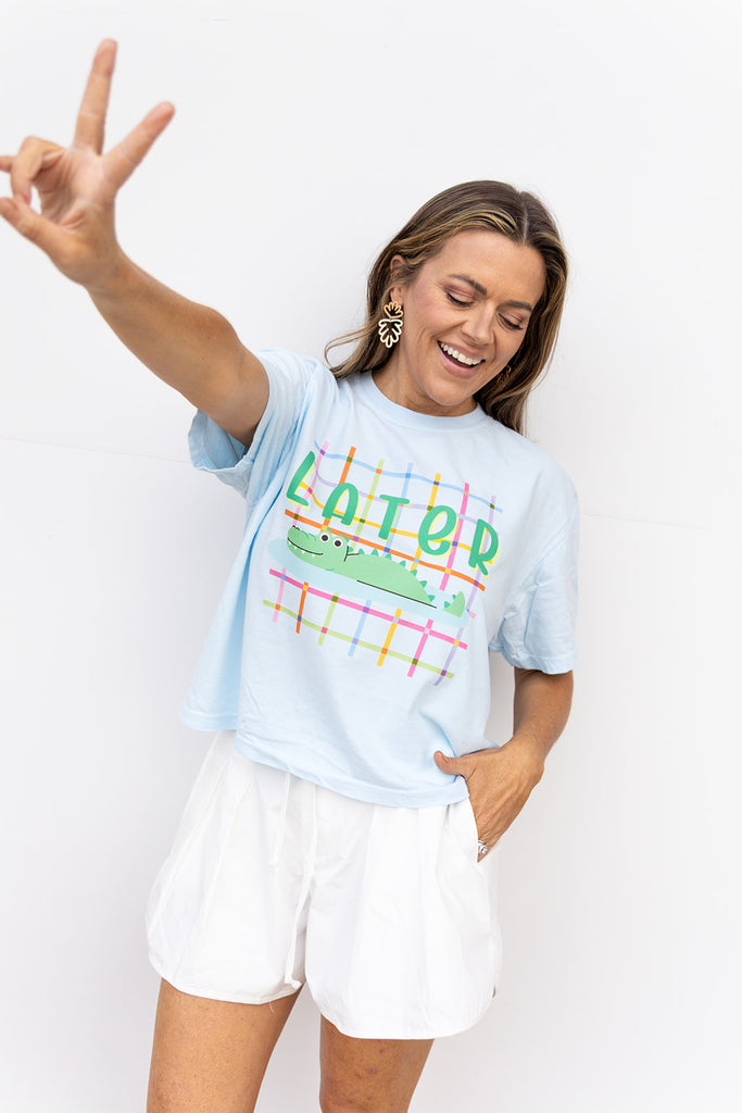 Lator Gator Rainbow Plaid Tshirt - Chambray