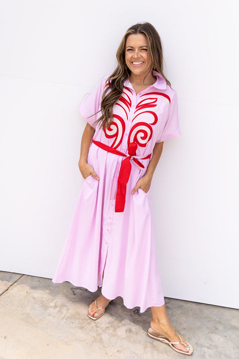 Little More Summertime Midi Dress - Baby Pink