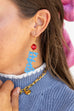 Blue Rebels Earrings w/Red Stone