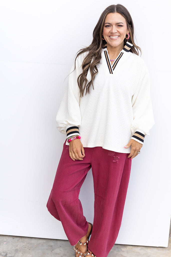 Saints Striped Top - Off White