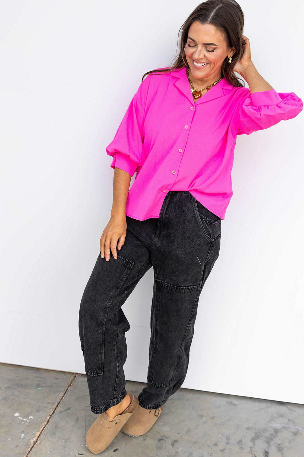 Crinkled Up Top- Pink