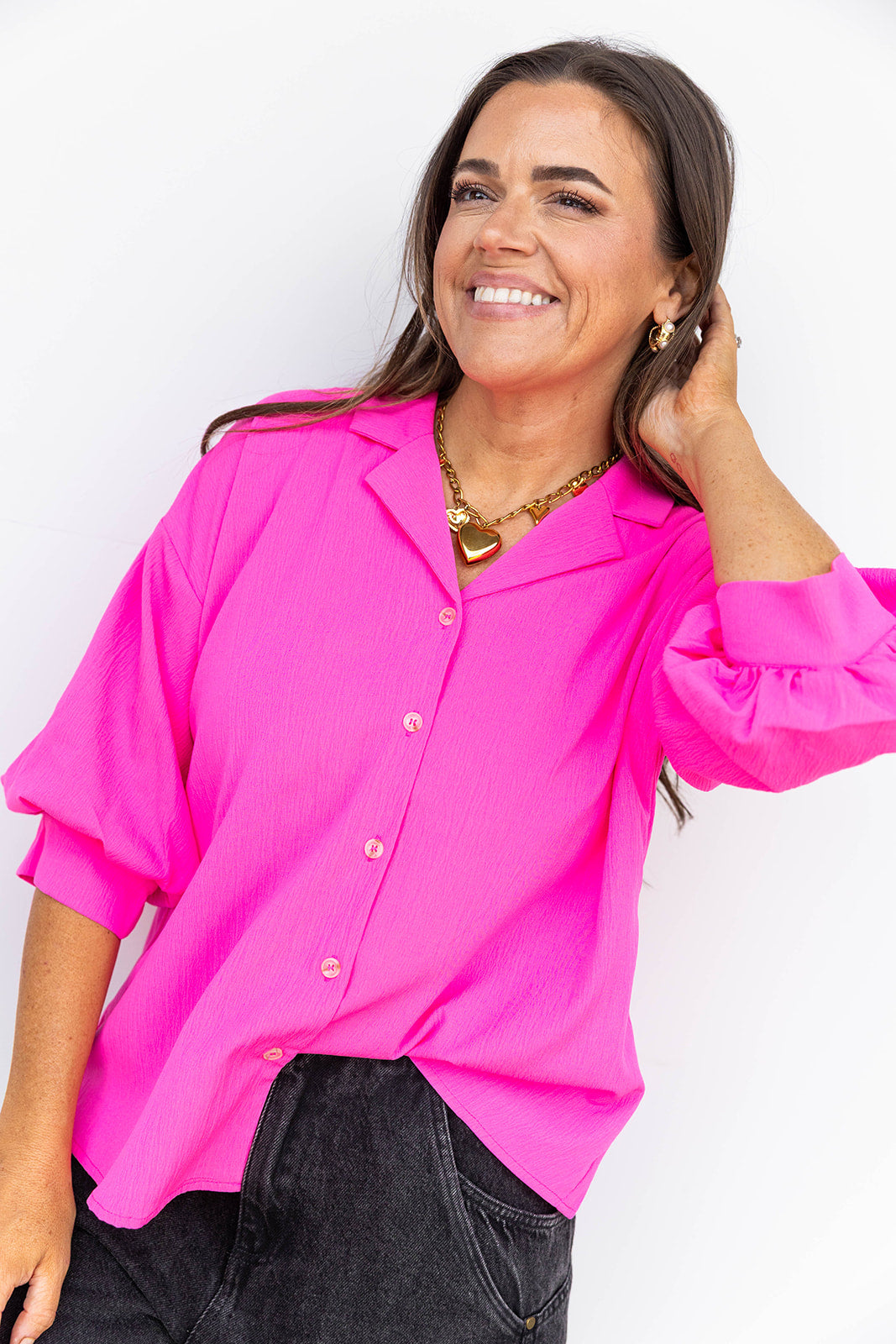Crinkled Up Top- Pink