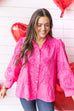 Poppy Petals Blouse - Hot Pink
