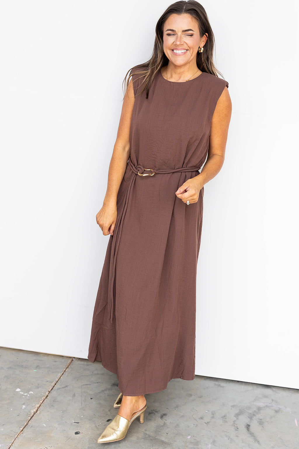 Just for tonight midi Dress -Brown