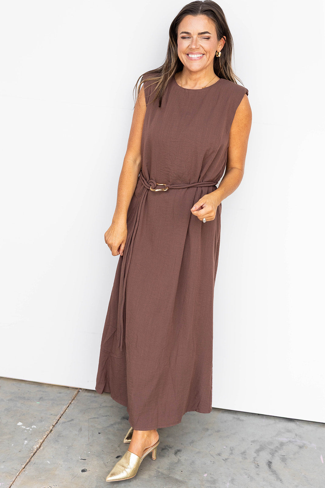 Just for tonight midi Dress -Brown