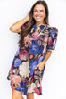 Dark Fall Florals Mini Dress - Black
