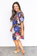 Dark Fall Florals Mini Dress - Black