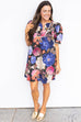 Dark Fall Florals Mini Dress - Black