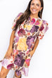 Dark Fall Florals Mini Dress - Ecru