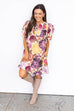 Dark Fall Florals Mini Dress - Ecru