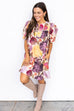 Dark Fall Florals Mini Dress - Ecru