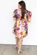 Dark Fall Florals Mini Dress - Ecru
