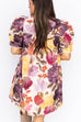 Dark Fall Florals Mini Dress - Ecru
