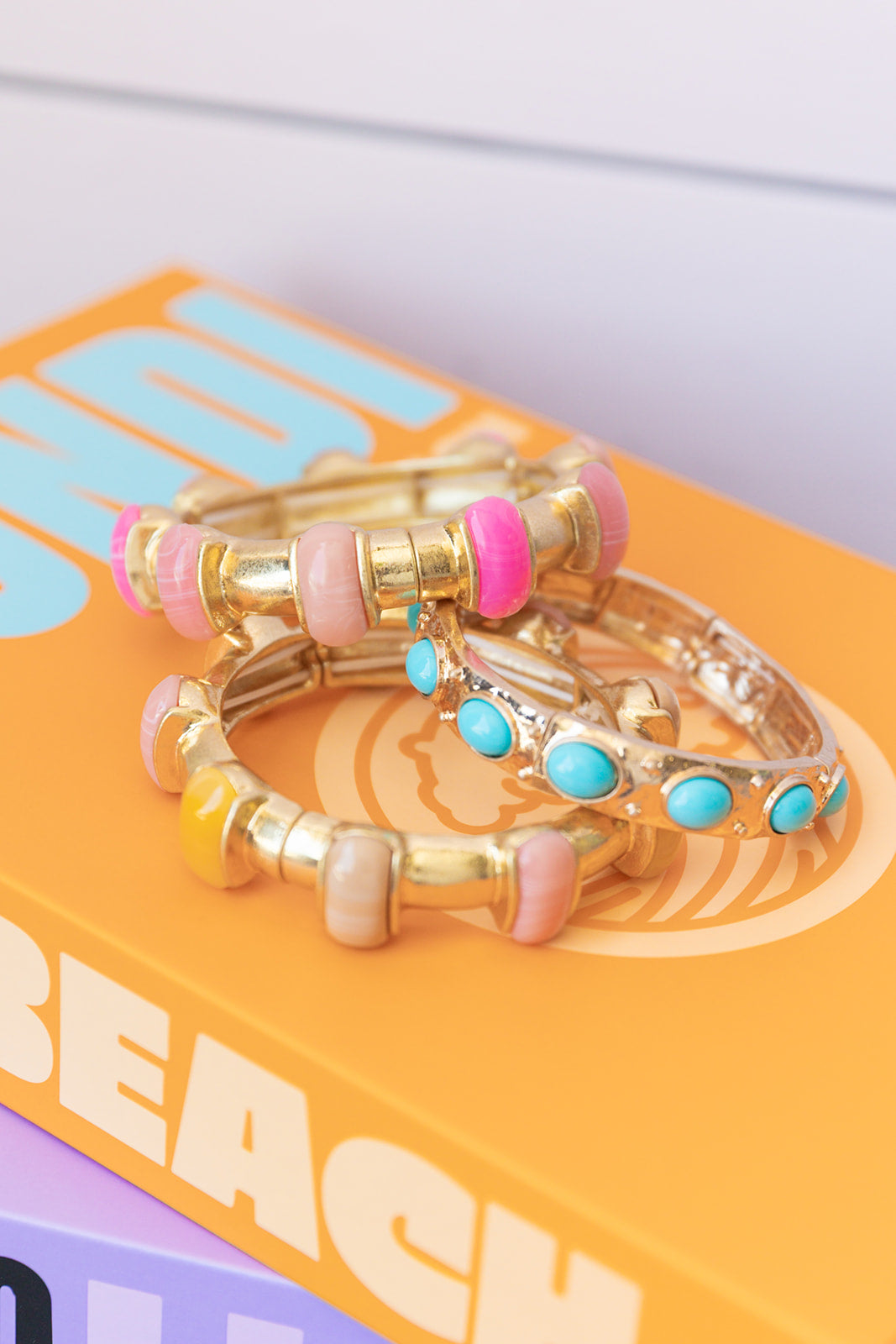 Stone Bold Bracelet - Coral/Pink