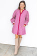 Classic Fall Stripes Dress - Magenta