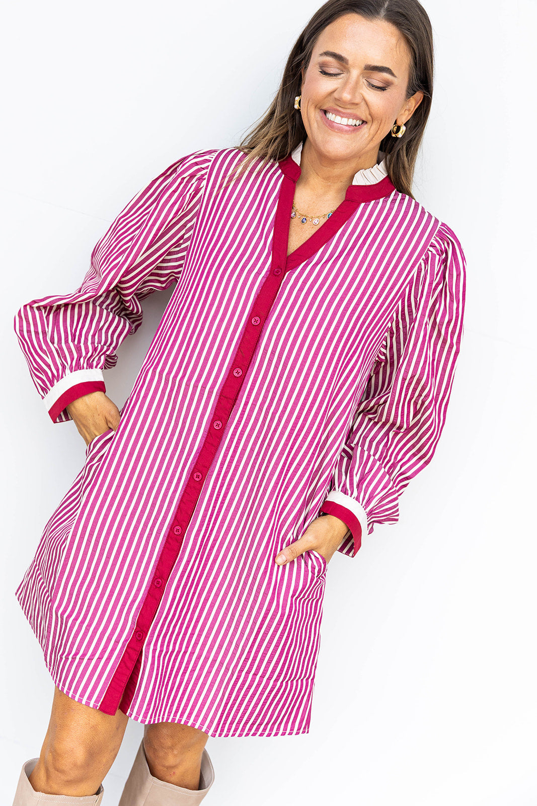 Classic Fall Stripes - Magenta