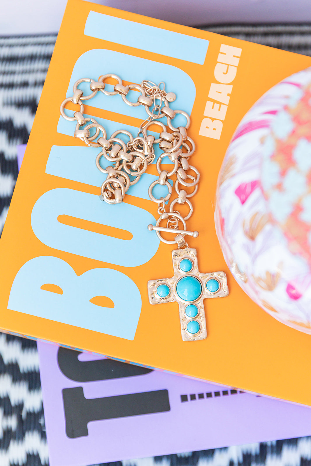 Turquoise Chunky Cross Necklace