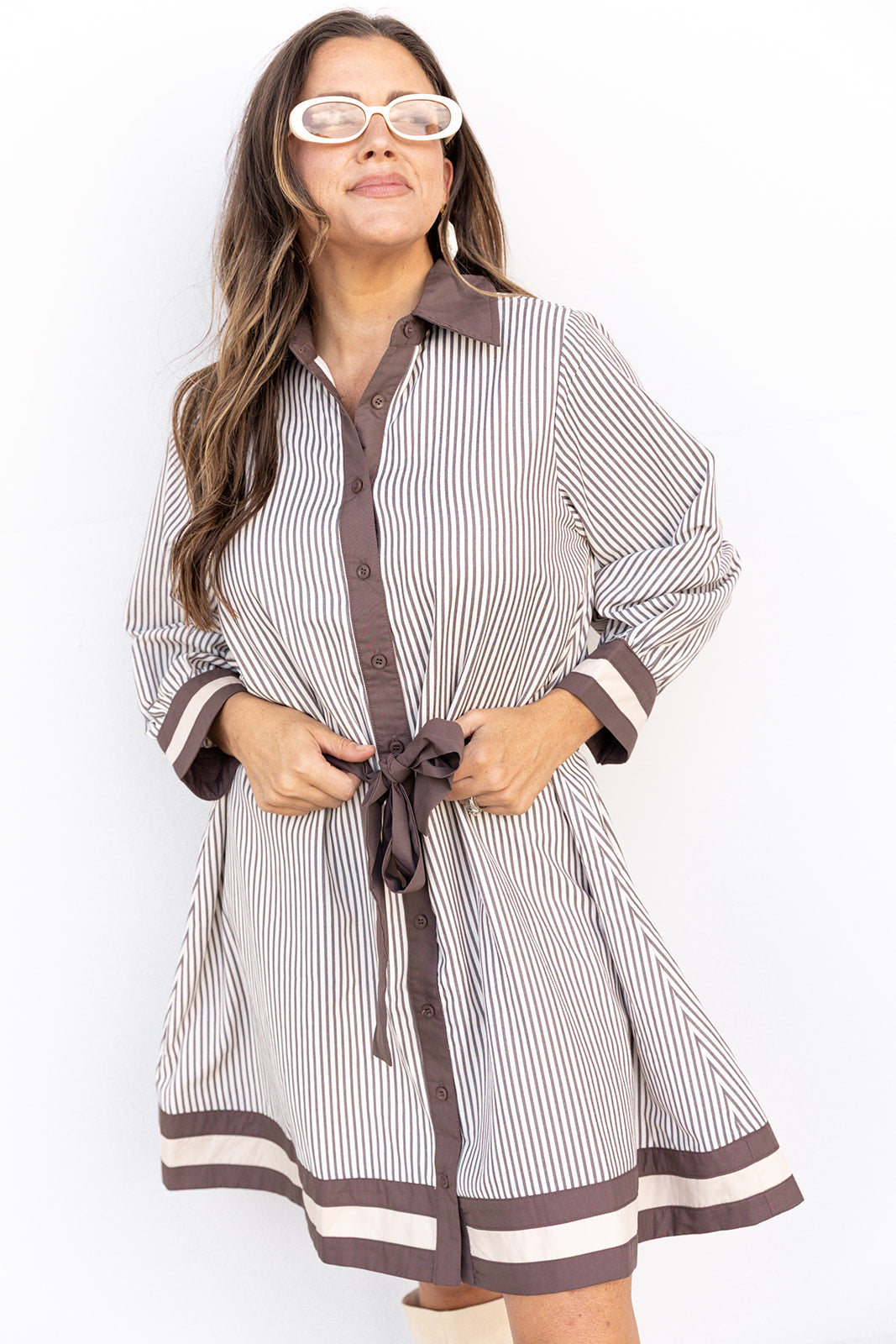 Madison Stripe Dress - Mocha