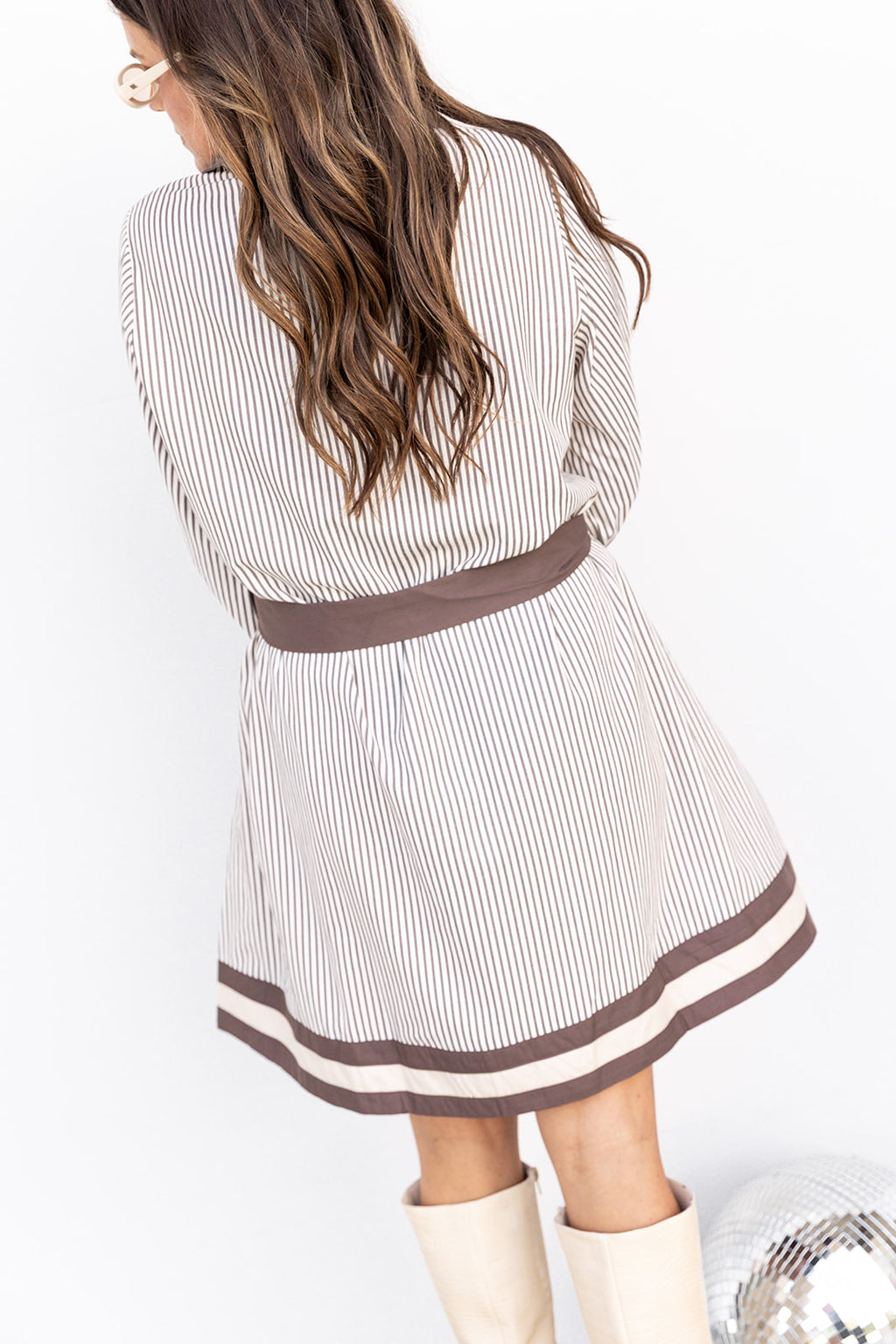 Madison Stripe Dress - Mocha