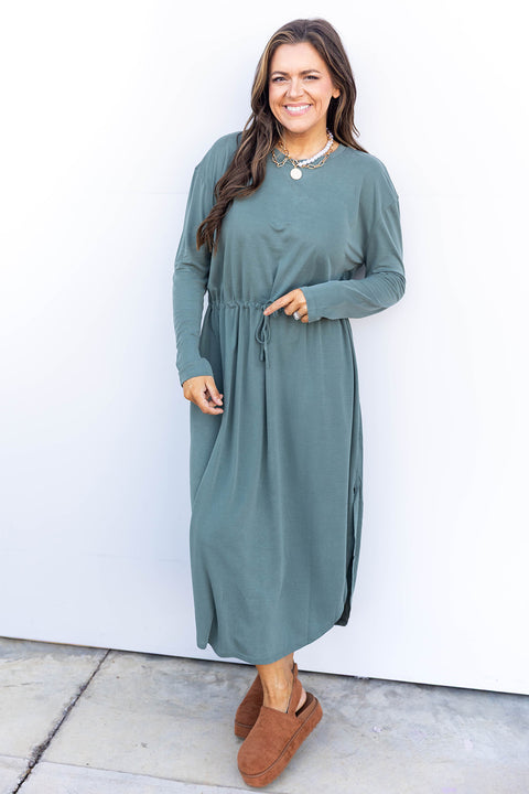 Garden Cinch Maxi Dress * DB * - Gray Green