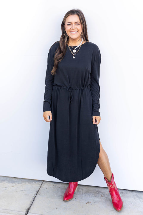 Garden Cinch Maxi Dress * DB * - Black