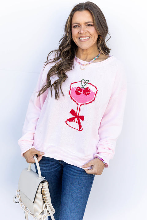 Flirty Martini Sweater - LT. Pink