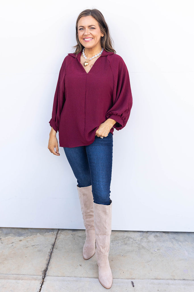 In The City Blouse- Wine