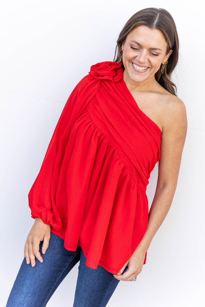 Rose & Pose Blouse - Red