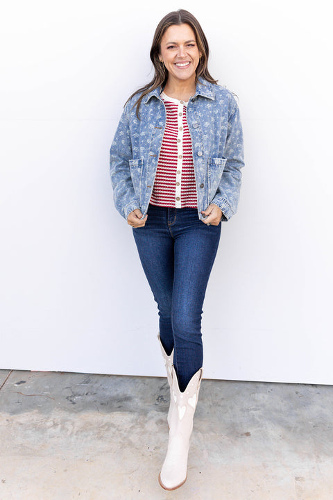 Flower Child Denim Jacket - Denim