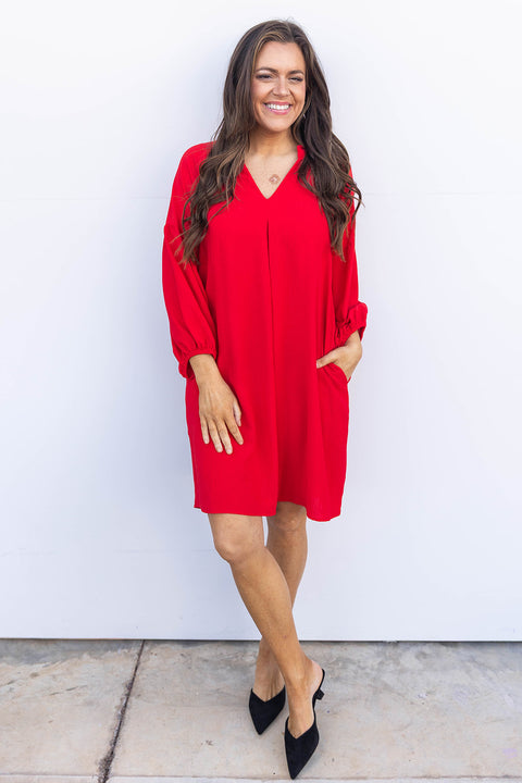 Shifting into the Holidaze Dress - Red