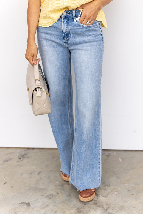 Poprock High Rise Wide Leg Denim - Light
