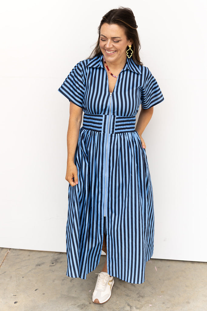 How Far Does Goodbye Go Dress - Navy