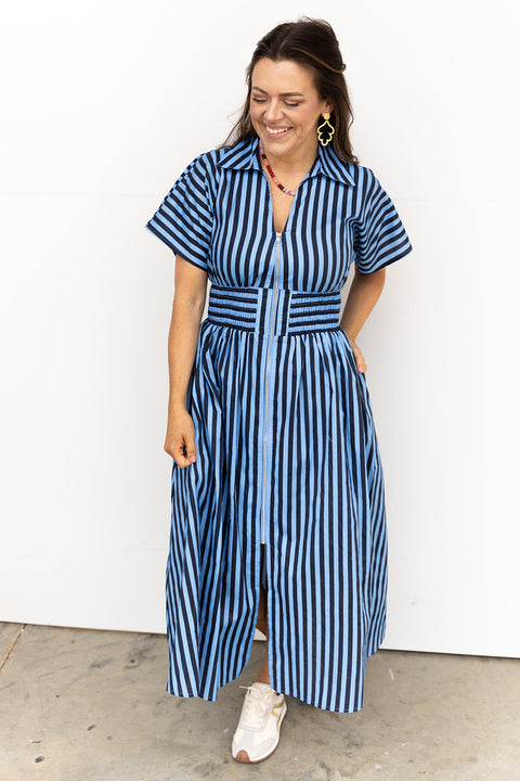 How Far Does Goodbye Go Dress - Navy