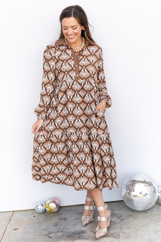 Harvest Whisper Dress -  Brown