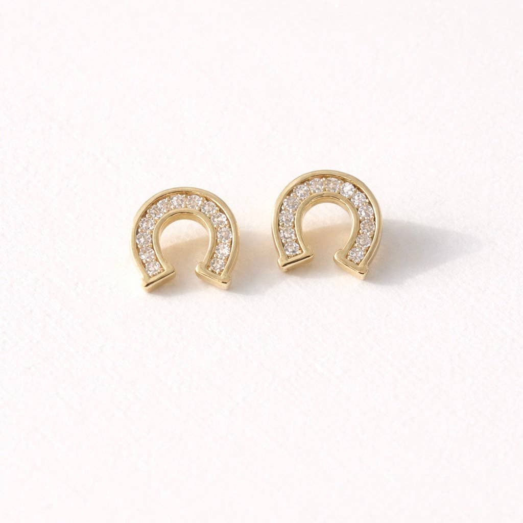 CZ Horseshoe Stud Earrings
