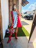 Bleeding Love Mini Dress - Powder Blue/Red