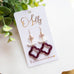 Maroon Glitter Clover Drop Earrings with Gold Accent “Fanna”