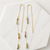 Square Gemstone Threader Earrings: Tourmaline