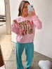 Leopard Print Love Sweatshirt - Pink