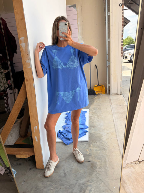 Bikini Tshirt Comfort Colors Flo Blue