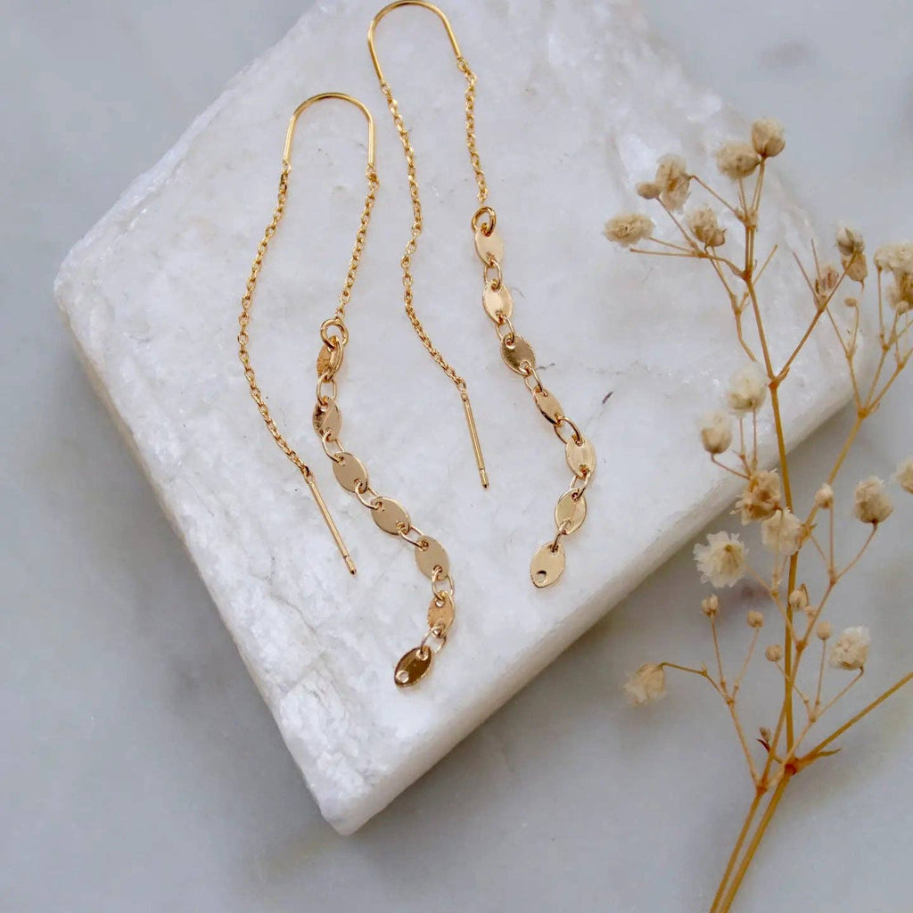 Chain Threader Earrings: Oval Coin