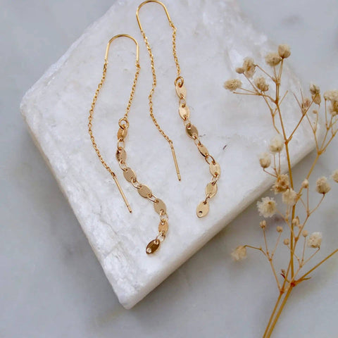 Chain Threader Earrings: Oval Coin