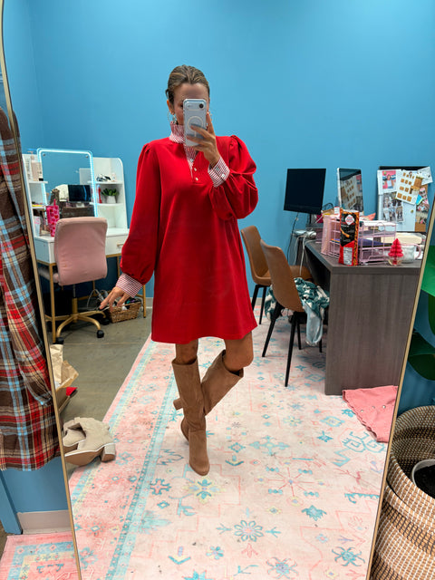 Preppy Moment Dress - Red