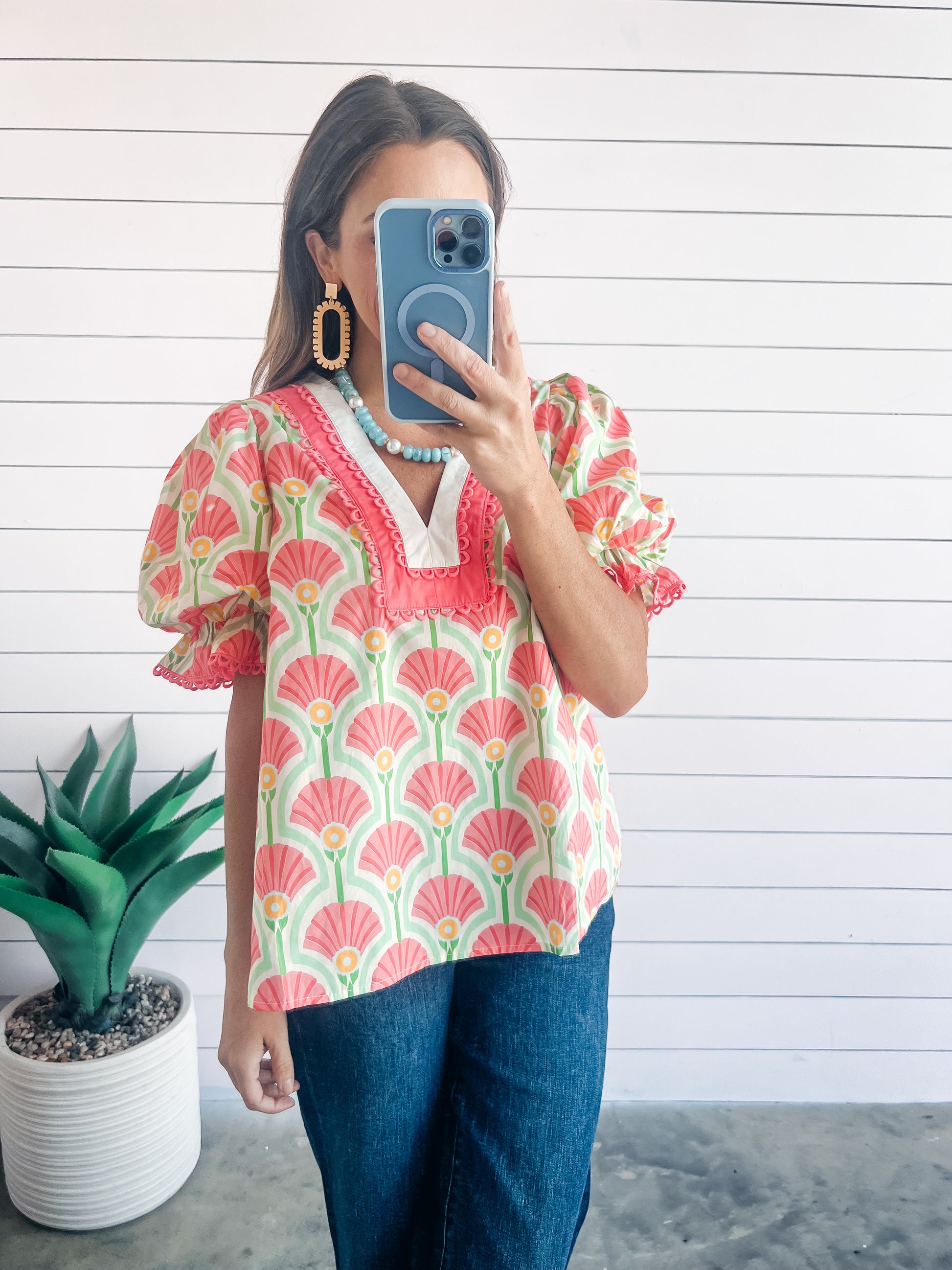Oxford Belle Blouse - Coral