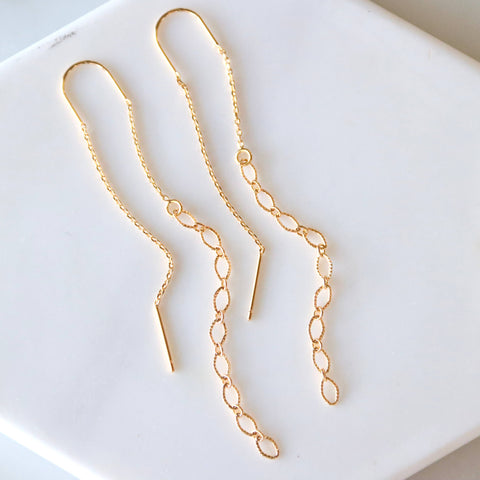 Textured Threader Earrings - Gold and Silver: Gold