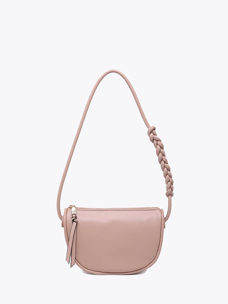 Annaka Half-Moon Shoulder Bag w/ Knotted Strap: Sand